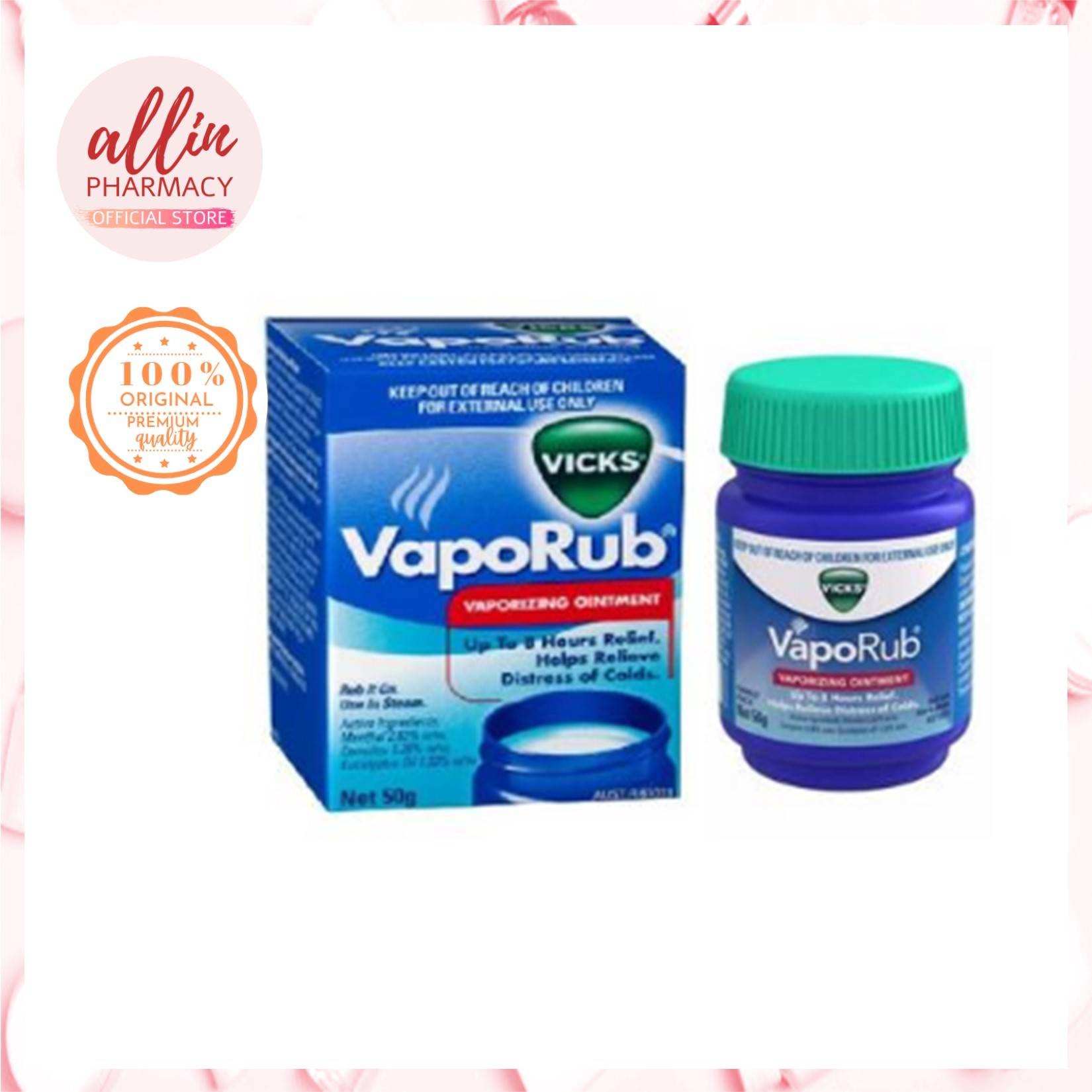 Vicks VapoRub Cold Vaporising Ointment 50g (EXP 01/25)